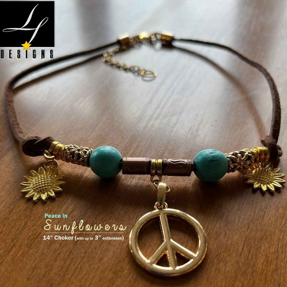 lf Designs: Peace in Sunflowers Choker Collar - Picture 1 of 7